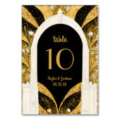 Elegant Black and Gold Art Deco Archway Wedding Kaart (Achterkant)