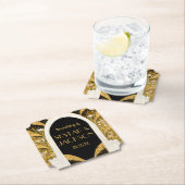 Elegant Black and Gold Art Deco Archway Wedding Kartonnen Onderzetters (Insitu)