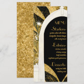 Elegant Black and Gold Art Deco Archway Wedding Menu (Voorkant / Achterkant)