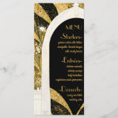 Elegant Black and Gold Art Deco Archway Wedding Menu (Voorkant)