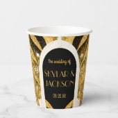 Elegant Black and Gold Art Deco Archway Wedding Papieren Bekers (Achterkant)