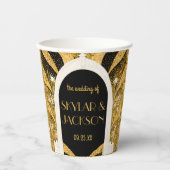 Elegant Black and Gold Art Deco Archway Wedding Papieren Bekers (Voorkant)