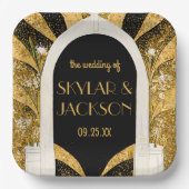 Elegant Black and Gold Art Deco Archway Wedding Papieren Bordje (Voorkant)