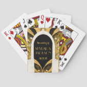 Elegant Black and Gold Art Deco Archway Wedding Pokerkaarten (Achterkant)