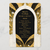 Elegant Black and Gold Art Deco Archway Wedding Programmakaart (Voorkant)