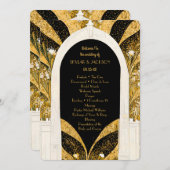Elegant Black and Gold Art Deco Archway Wedding Programmakaart (Voorkant / Achterkant)