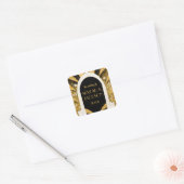 Elegant Black and Gold Art Deco Archway Wedding Vierkante Sticker (Envelop)