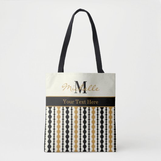 Elegant Black and Gold Art Deco Pattern Tote Bag (Voorkant)