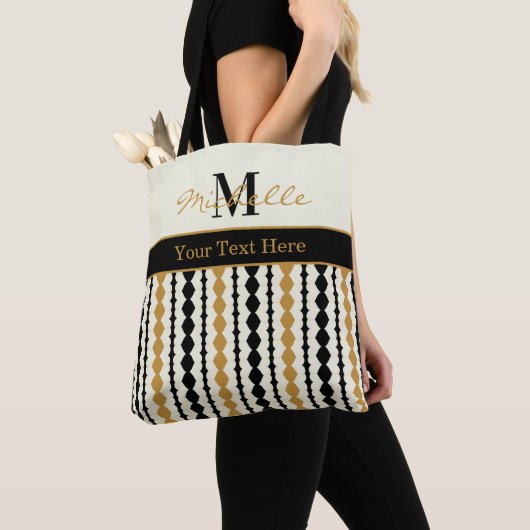 Elegant Black and Gold Art Deco Pattern Tote Bag (Dichtbij)