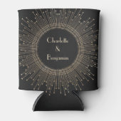 Elegant Black and Gold Art Deco Weddending Custom Blikjeskoeler (Voorkant)