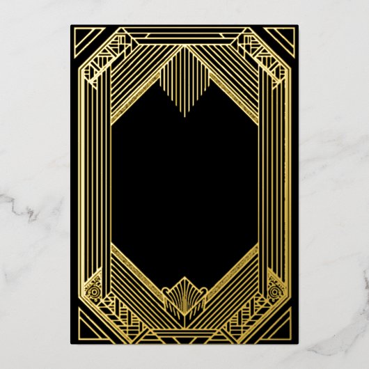 Elegant Black and Gold Art Deco Wedding Folie Uitnodiging (Voorkant)