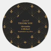 Elegant Black and Gold Art Deco Wedding Ronde Sticker (Voorkant)