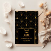 Elegant Black and Gold Art Deco Wedding Save The Date