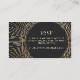 Elegant Black and Gold Art Deco Wedding Website Informatiekaartje