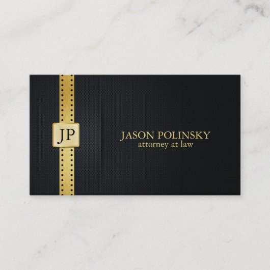Elegant Black and Gold Attorney Act Visitekaartje (Voorkant)