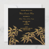 Elegant Black and Gold Bamboo Party Kaart (Achterkant)