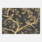 Elegant Black and Gold Birds Inpakpapier Vel (Voorkant 2)