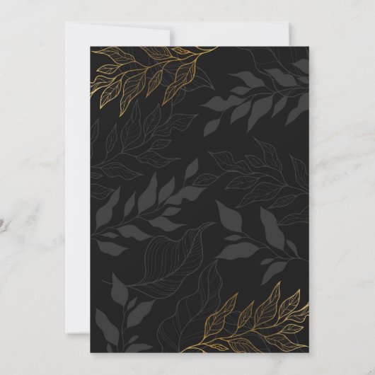 Elegant Black and Gold Birthday Invitation Kaart (Achterkant)