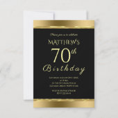 Elegant Black and Gold Birthday Invitation Kaart (Voorkant)