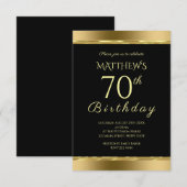 Elegant Black and Gold Birthday Invitation Kaart (Voorkant / Achterkant)