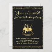 Elegant Black and Gold Birthday Invitation Kaart (Voorkant)