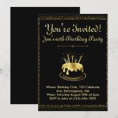 Elegant Black and Gold Birthday Invitation Kaart (Voorkant / Achterkant)