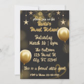 Elegant Black and Gold birthday Invitation Kaart (Voorkant)