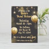 Elegant Black and Gold birthday Invitation Kaart (Staand voorkant)
