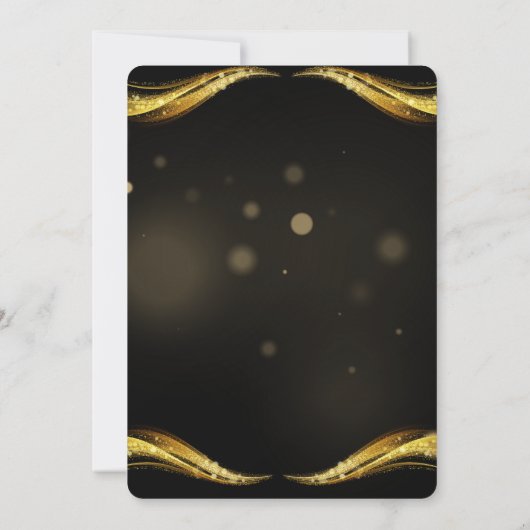 Elegant Black and Gold Birthday Invitation Kaart (Achterkant)