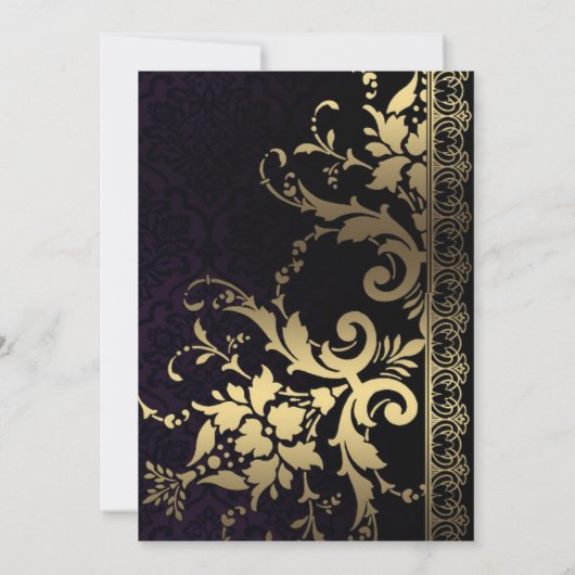 Elegant Black and Gold Birthday Invitation Kaart (Achterkant)