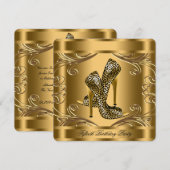 Elegant Black and Gold Birthday Party Kaart (Voorkant / Achterkant)