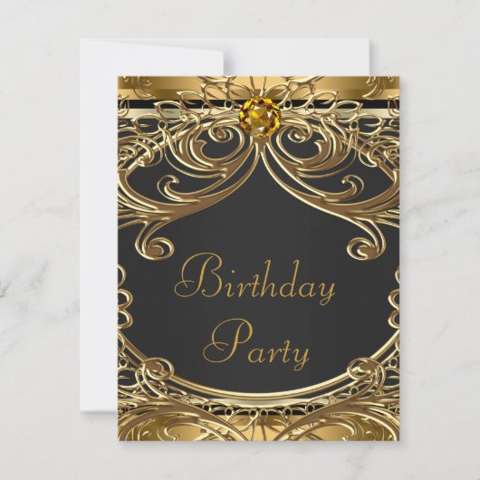 Elegant Black and Gold Birthday Party Kaart (Voorkant)
