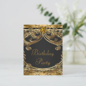 Elegant Black and Gold Birthday Party Kaart (Staand voorkant)