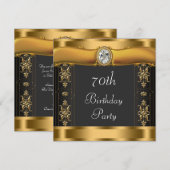 Elegant Black and Gold Birthday Party Kaart (Voorkant / Achterkant)
