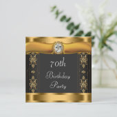 Elegant Black and Gold Birthday Party Kaart (Staand voorkant)