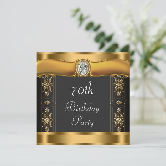 Elegant Black and Gold Birthday Party Kaart (Staand voorkant)
