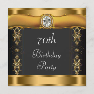 Elegant Black and Gold Birthday Party Kaart