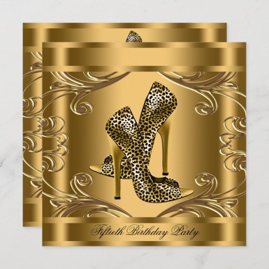 Elegant Black and Gold Birthday Party Kaart (Voorkant / Achterkant)