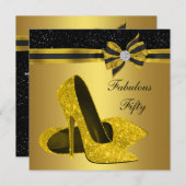 Elegant Black and Gold Birthday Party Kaart (Voorkant / Achterkant)