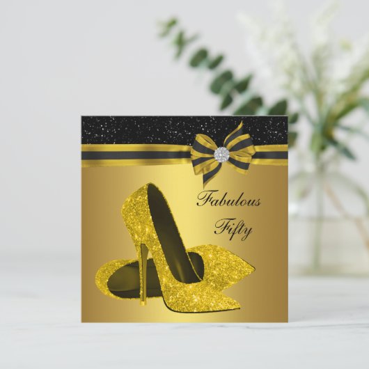 Elegant Black and Gold Birthday Party Kaart (Staand voorkant)