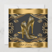 Elegant Black and Gold Birthday Party Kaart (Voorkant)