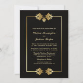 Elegant Black and Gold Border Wedding Kaart (Voorkant)