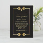 Elegant Black and Gold Border Wedding Kaart (Staand voorkant)