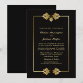 Elegant Black and Gold Border Wedding Kaart (Voorkant / Achterkant)