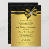 Elegant Black and Gold Bow 50th Jubileum Party Kaart (Voorkant / Achterkant)