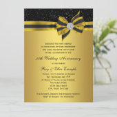 Elegant Black and Gold Bow 50th Jubileum Party Kaart (Staand voorkant)