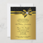 Elegant Black and Gold Bow 50th Jubileum Party Kaart (Voorkant)