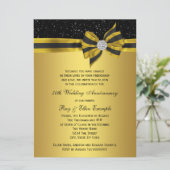 Elegant Black and Gold Bow 50th Jubileum Party Kaart (Staand voorkant)
