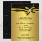 Elegant Black and Gold Bow 50th Jubileum Party Kaart (Voorkant / Achterkant)