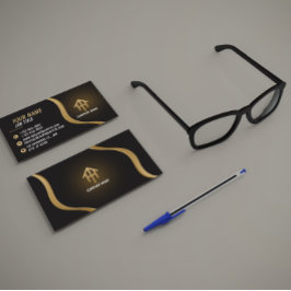 Elegant Black and Gold Business Card Visitekaartje